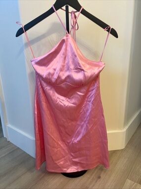Zara Pink Satin Mini Slip Dress. Size Small New with Tags